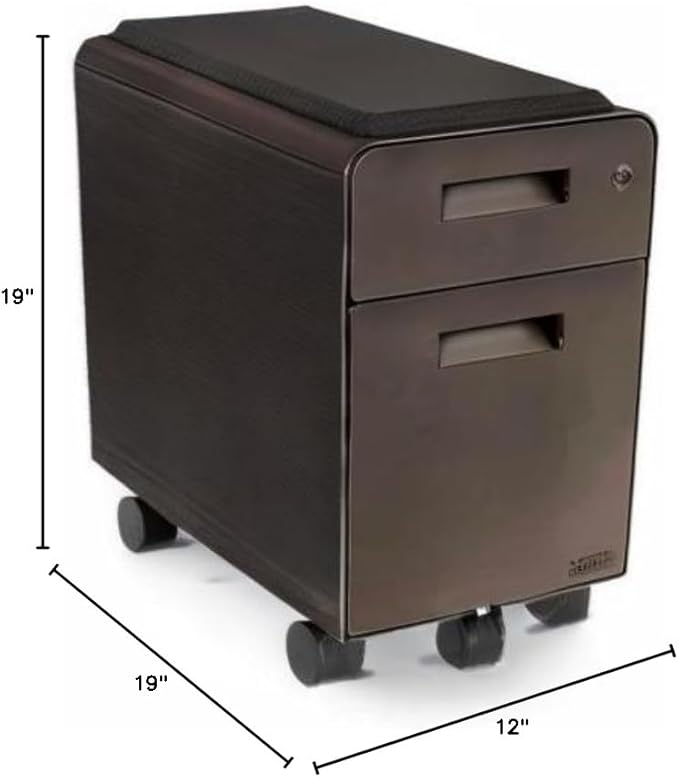 UPLIFTDESK Narrow 2-Drawer File Cabinet with Seat Rolling (Industrial Style)