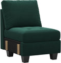 Belffin Velvet Single Seat Module for Modular Sectional Sofa Couch Accent Armless Sofa Couch Chair Modern Fabric Green
