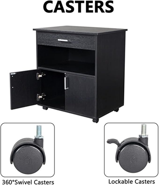 HASMI Filing Cabinet T One Drawer File Cabinet One Layer Frame Double Doors MDF and PVC Wooden Filing Cabinet Black Storage Cabinet