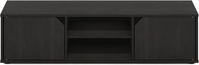 Furinno CLASSIC TV Stand Petite 2-Tier Entertainment Center with Open Shelf and Door Cabinets TV Console for TV up to 55 Inch for Living Room Bedroom Espresso