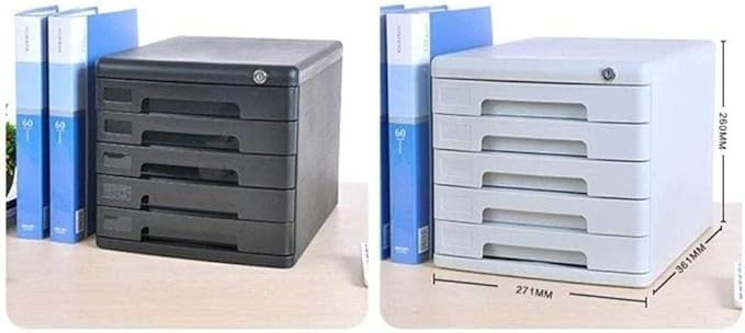 File Cabinets Mobile Office Bookcase Storage with Lock Desktop Filing Cabinets 5 Layers Office Storage(Black)