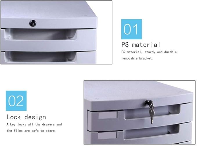 File cabinets Filing cabinets for Home 5 Drawers with Lock Plastic Gray File Filing Cabinet 31.5 * 35 * 29.8cm Bookcase