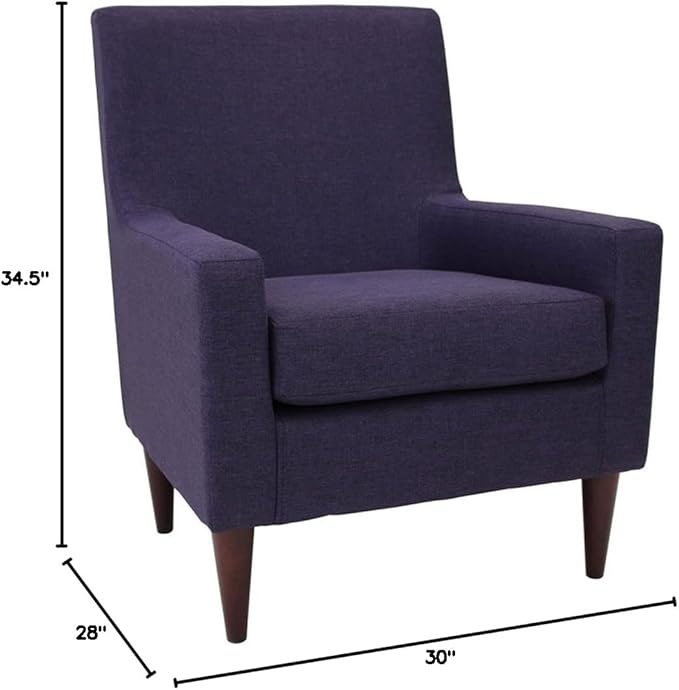 Pemberly Row Traditional Fabric Arm Chair 34.5 in H x 28 in W x 30 in D EPS Construction Eggplant Purple Finish Padded Seat Durable Accent Chair for Living Room or Home Office