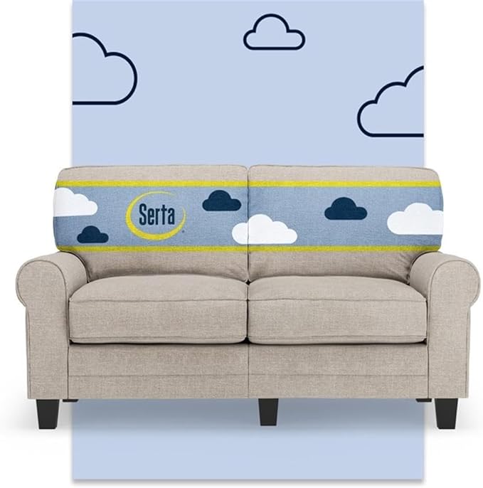 BOWERY HILL 61 Rolled Arm Loveseat Sofa Light Gray Upholstered Anti-Pilling Polyester Fabric Removable Covers Compact Modern Design Solid Wood Frame Living Room Two-Seater Couch