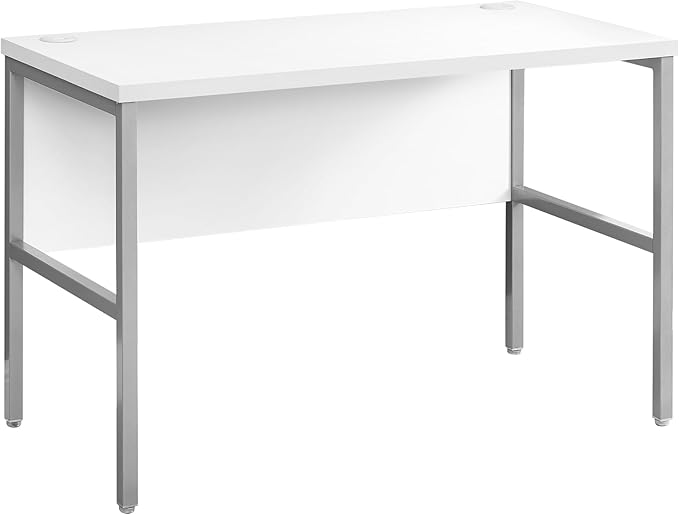 Computer Desk 48 l Work Home Office Commercial Grade White Laminate Silver Metal Contemporary Modern