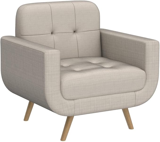 Rosevera Elena Contemporary Accent Armchair with Linen Upholstery Living Room Furniture Pearl