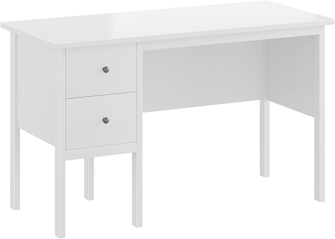 BHG Computer Desk with DrawersModern White Home Office Desk with Storage Filing Cabinet Vanity Desk Makeup Dressing Table for BedroomSmall Writing Table PC Desks for Study(White 43.3)