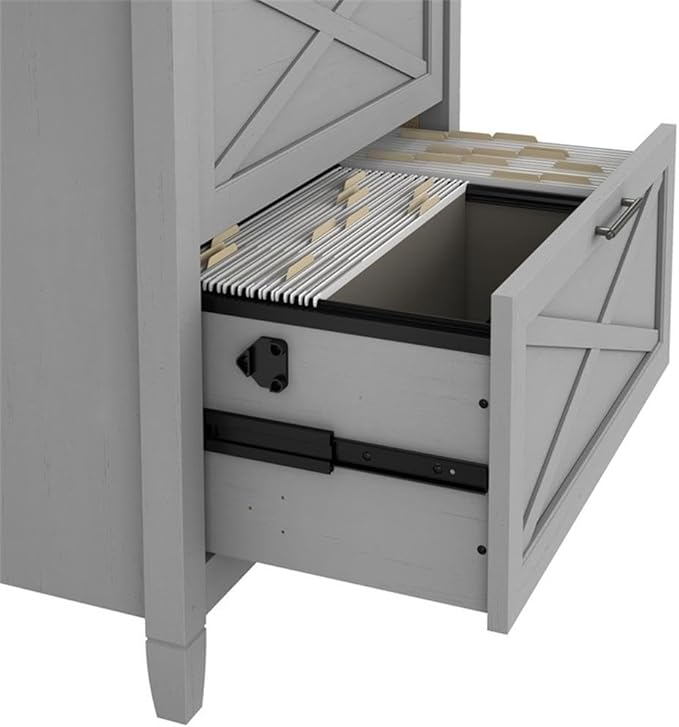 Bush Furniture L Shaped Desk with Lateral File Cabinet | Key West Collection Corner Computer Table with Storage for Home Office with Filing Unit | 60Wx60Dx30H