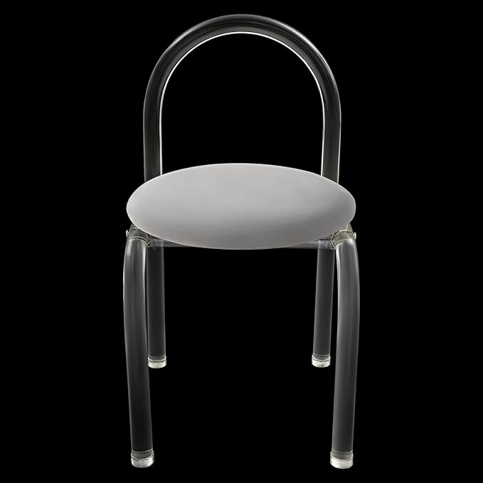 Modern Minimalist Acrylic Chair Clear Vanity Stool with Back and Cushion Small Accent Chair for Makeup Room Living Room Dining Room