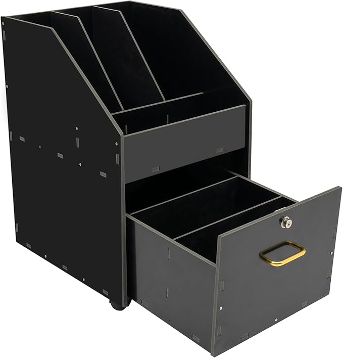 Mobile File Cabinet with Lock Drawer Rolling File Organizer with 3 Open Compartments Under Desk Rolling File Holder for Home Office