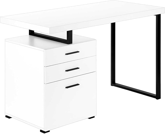 Monarch Specialties I 7646 Computer Desk Home Office Laptop Left Right Set-up Storage Drawers 48 L Work Metal Laminate White Black Contemporary