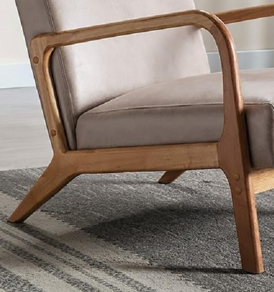 Classic Mid Century Modern Accent Chairs for Living Room or Bedroom Espresso Open ed Armchair with Plush Cushioning and Microfiber Upholstery Light Camel