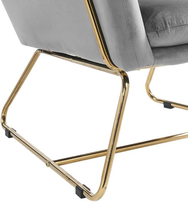 Gray Accent Chair with Metal Base 29.5 for Modern Living Room Decor