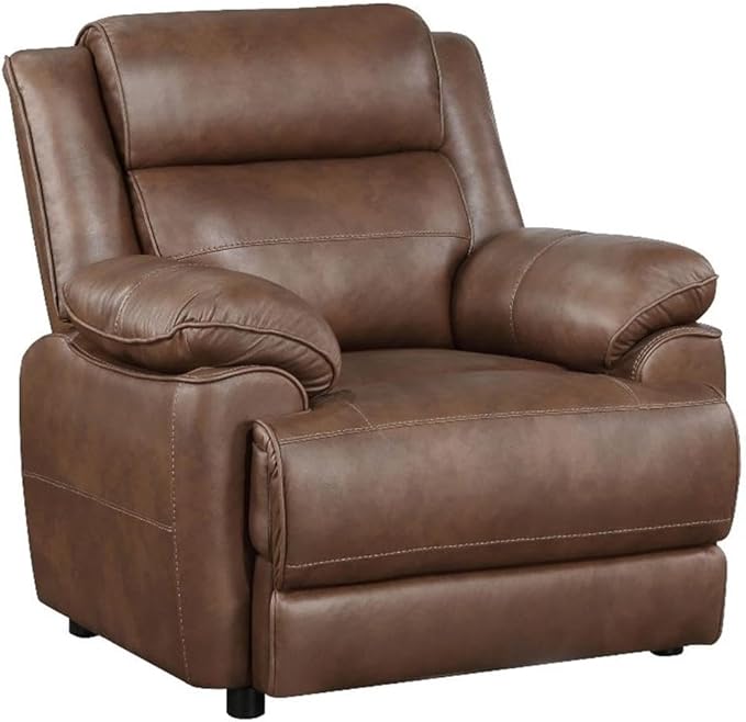 Pemberly Row Faux Leather Upholstered Accent Chair Dark Brown 40.5 H x 39.75 W x 39 D Pillowtop Arms Pocket Coil Seating Foam Cushions Stationary Design for Living Room or Master Suite Use