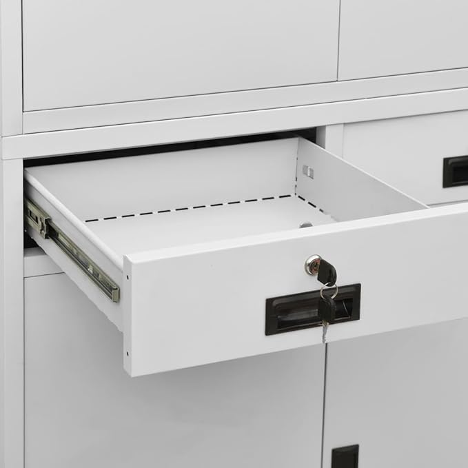 Steel Storage Cabinet Metal Office Cabinet 70.9 Steel Lockable File Cabinet Metal Tool Cabinet for for OfficeHomeGarageGymSchool Light Gray 35.4x15.7x70.9 Steel(Style G) -AA