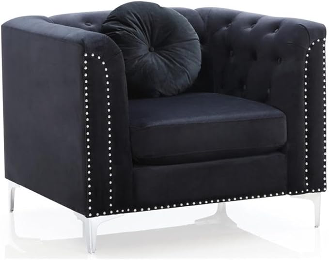 Glory Furniture Pompano Velvet Chair in Black