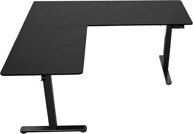Techni Mobili 63” W L-Shaped Electric Standing Desk with 3 Memory Height Presets and 2 Accessory Hooks Height Adjustable Sit to Stand Corner Desk for Home Office with Spacious Work Surface Black