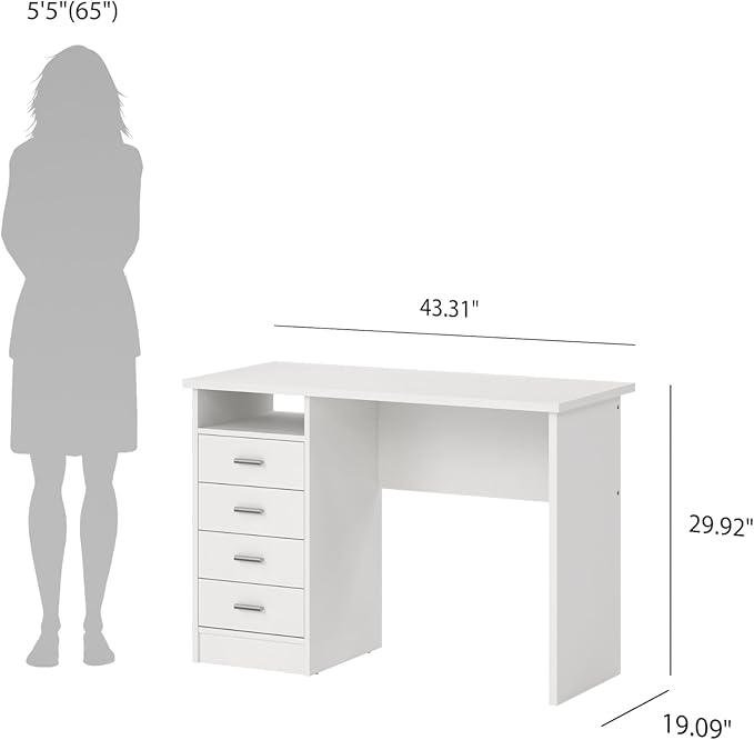Tvilum Warner Desk with 4 Drawers White
