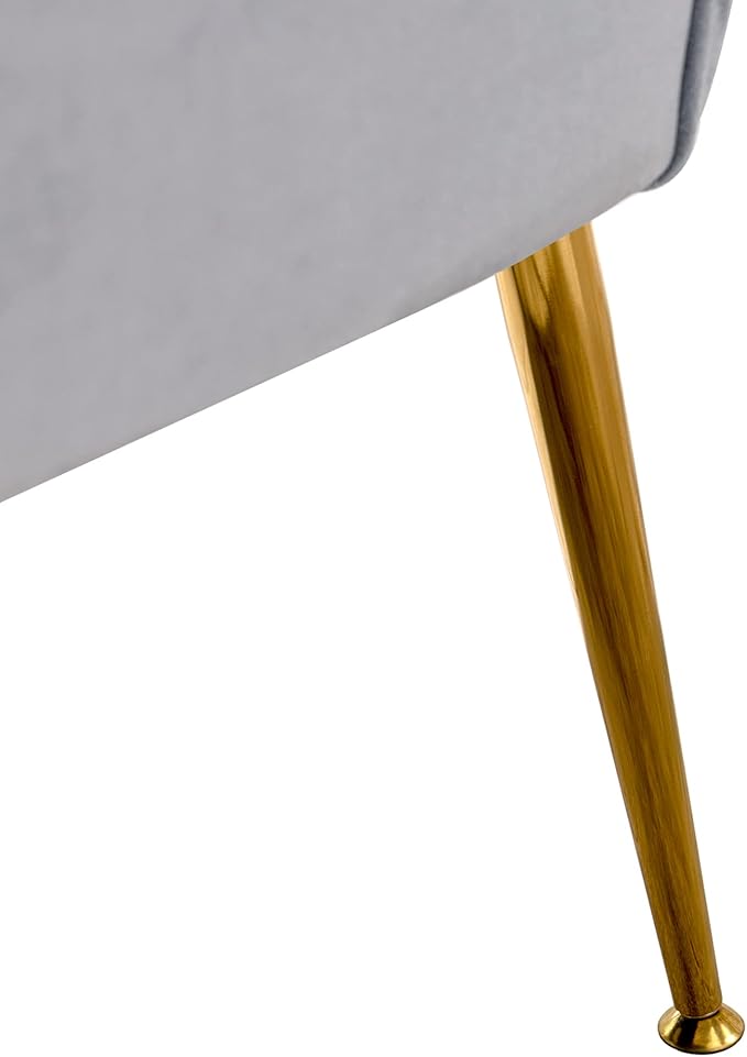 WO Home Furniture 25 Wide Tufted Velvet Accent Chair with Rust Resistant Golden Metal Legs Premium Quality Rust Resistant Seat for Your Den Living Room Bedroom Inside Area (Gray)