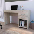 Austin Writing Computer Desk with Two Drawers and Open Shelf - Modern Home Office Desk for Small Spaces - Gray