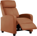 Recliner Chair PU Leather Reclining Sofa Lounge Home Theater Seating with Lumbar Support Overstuffed High-Density Sponge Push Back Recliners Armchair for Living Room Tan
