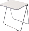 Folding TV Tray Table Acrylic Foldable Desk No Assembly Required Mini Folding Desk for Home Office Living Room Bed Room Outdoor (Silver + White)