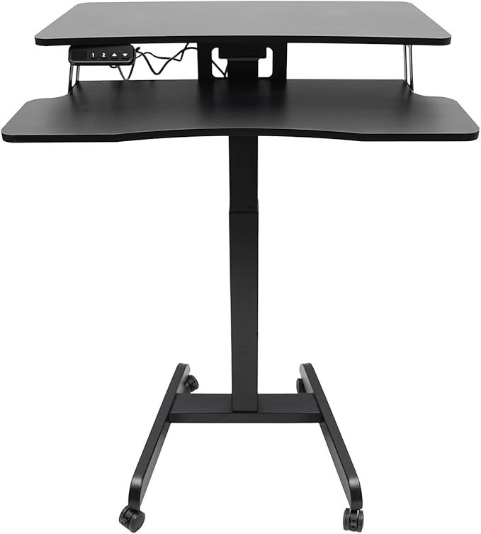 Electric Computer Desk Adjustable Height 31-51inch Floor Mount Electric Computer Desk Commerical Electric Computer Desk with 4 Brakes Wheels for Home Offices Conference Presentations