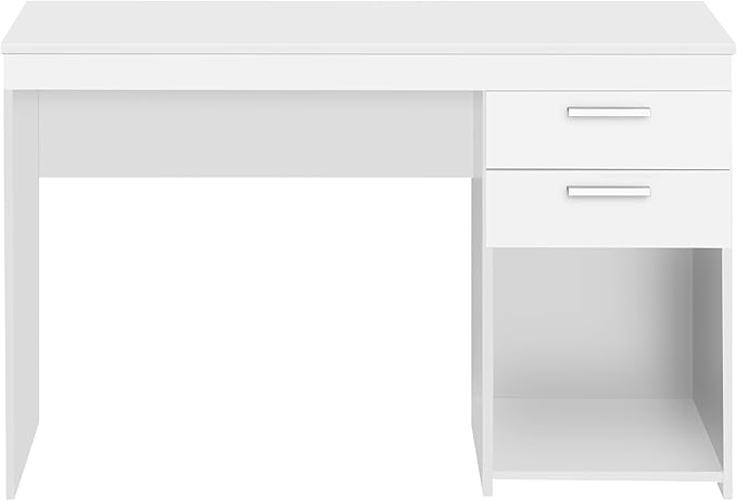 Techni Mobili Engineered Wood Writing Desk with Drawers and Storage and Open Compartment - A 47.5” Wide Home Office Desk with Drawers for Ample Storage- White Desk with Storage