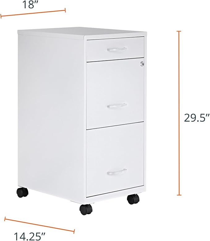 Lorell LYS SOHO Box/File/File Mobile White File Cabinet 3 Drawer 26.5 x 14.3 x 18 in