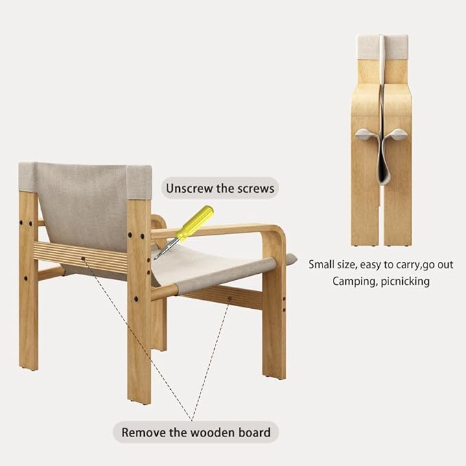 Detachable and Washable Oak Accent Chair Wide Armrest Mid-Century Lounge Chair Linen Fabric Armchair &amp Solid Wood Frame for Living Room Bedroom Balcony (White) (White + Wood+Fabric + Oak)