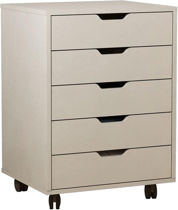 GLigeT Filing Cabinet 5 Drawer File Cabinet Office Pulley Movable File Cabinet Wooden Drawer Cabinet Office Storage Cabinet Low Cabinet File Storage Cabinets