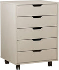 GLigeT Filing Cabinet 5 Drawer File Cabinet Office Pulley Movable File Cabinet Wooden Drawer Cabinet Office Storage Cabinet Low Cabinet File Storage Cabinets