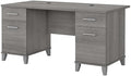 Bush Home 60-inch Home Office Desk with Drawers Large Computer Table with Storage Transitional Style Somerset Collection Platinum Gray