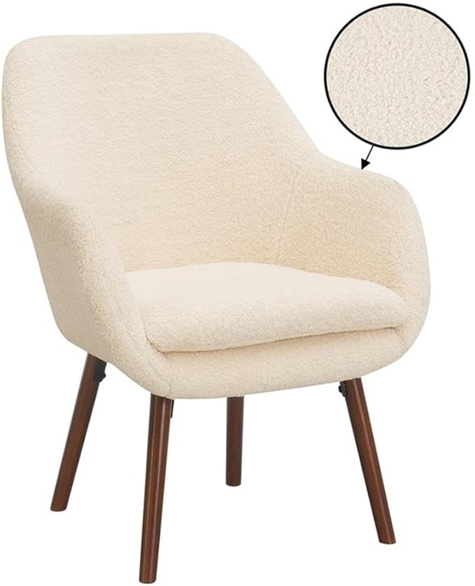 Convenience Concepts Take a Seat Charlotte Wingback Sherpa Accent Armchair 25.25 - Boho Transitional Boucle Lounge Chair for Office Den Living Room Sherpa Cream/Coffee Bean