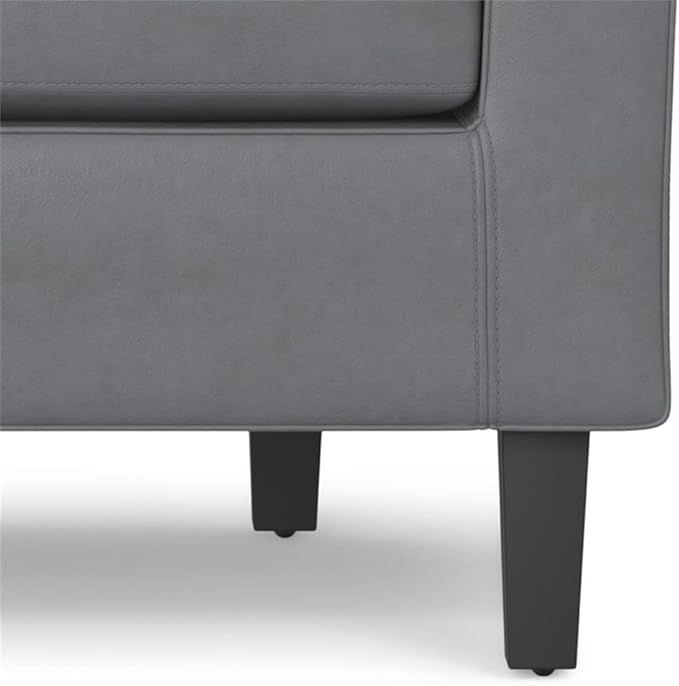 SIMPLIHOME Austin Tub Chair - 30 inch Wide Upholstered Faux Leather Contemporary Accent Chair in Stone Grey for Living Room or Bedroom with High Arms Removable Cushion and Deep Seat Comfort