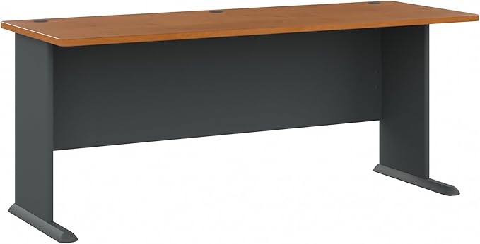 Bush Business Furniture Series A 72W Desk in Natural Cherry and Slate Large Workstation for Home or Professional Workspace Desktop Solution for Office Use