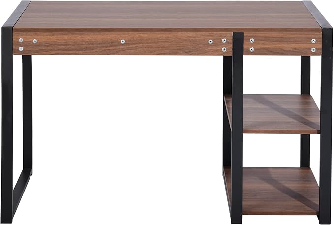 47.2 Home Office Desk/Computer Desk Storage Desk Morden Style with Open Shelves Worksation Brown &amp Black