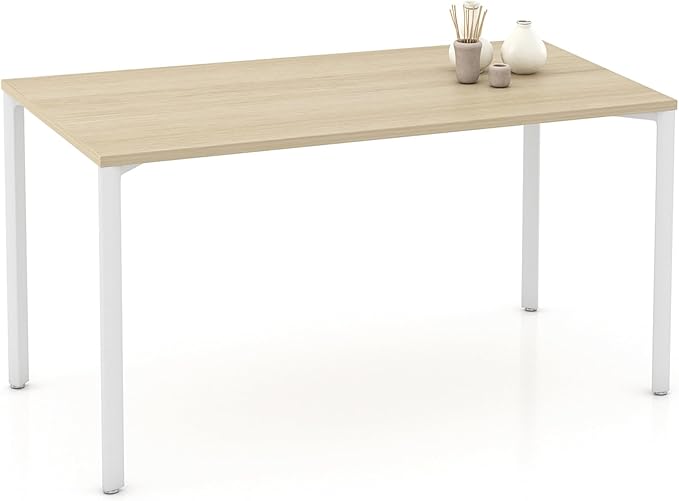 Laura Davidson Furniture Hudson Executive Desk Minimalist Commercial-Grade Computer Desk Writing Desk for Home Office Modern Desk (Light Oak Top with White Legs)