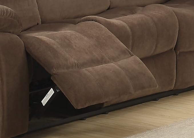 AC Pacific Bill Collection Modern Fabric Upholstered Living Room Reclining Sofa with Padded Pillow Top Armrests Chocolate Brown