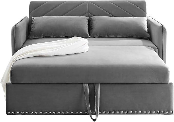 3 in 1 Convertible Sleeper Sofa Bed 55Compact Pull Out Couches with lumbar pillows &amp Storage pocket &amp USB Ports Adjustable Backrest Comfy Velvet Loveseat Sofas for Living Room Small Space
