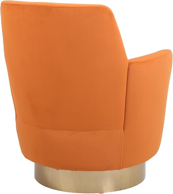 Swivel Barrel Chair Swivel Accent Chairs Armchair for Living Room Reading Chairs for Bedroom Comfy Round Barrel Chairs with Gold Stainless Steel Base (Orange)