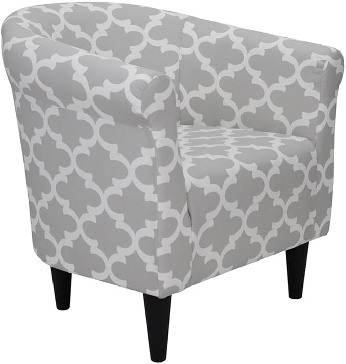 Pemberly Row Traditional Fabric &amp EPS Club Chair Gray/White Finish 32 H x 30.5 W x 27.5 D Lightweight Accent Chair with Padded Seat Comfortable Design for Living Room Bedroom or Entryway