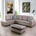 Leather Sectional Sofa SetL Shaped SofaSectional Sofa for Living Room Living Room Furniture Sets Apply to Apartment and Home(Leather Sectional Couch+Hydraulic Rod Ottoman) Latte