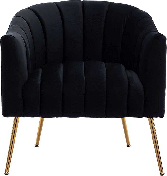 Modern Velvet Tub Chair Armchairs Barrel Accent Dinning Chair with Gold Plated Metal LegsThick Soft Padded Seat for Living Room