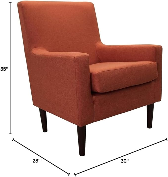 Pemberly Row Traditional Fabric Arm Chair 35 H x 28 W x 30 D Mango Orange Finish Padded Seat Durable Construction Classic Style Accent Chair for Living Room or Bedroom
