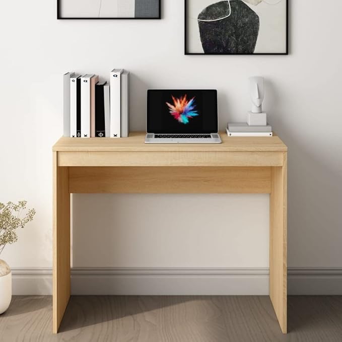 vidaXL Desk Standing Computer Desk Home Office Desk Workstation Table for Living Room Modern Style Sonoma Oak Engineered Wood