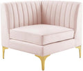 Modway Triumph Modern Channel Tufted Performance Velvet Corner Chair in Pink