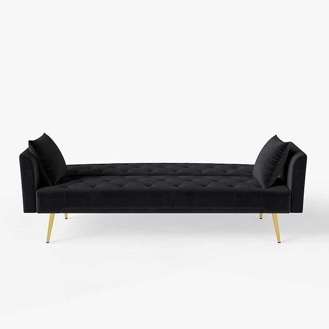 KEIKI 72 2Seat Velvet Sofa Couch for Urban Loft Home Office Style Conscious Urban Professionals Cozy Warm Perfect for Entertaining Relaxation Classic Refined Premium Design Black