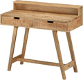Farmhouse Computer Desk 39.3 Console Table Study Writing Table with Hutch and 2 Drawers Wood PC Laptop Work Table Workstation for Home Office Rustic Brown