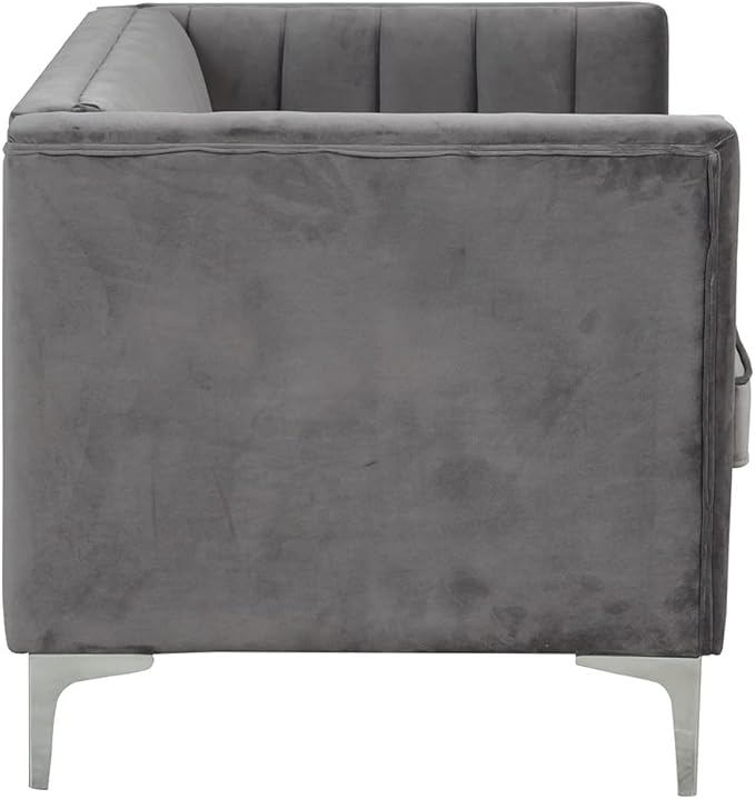 Morden Fort Velvet Loveseat Sofa 55 Modern Soft Loveseat Easy to Clean and Install Furniture Small Loveseat for Living Room Lounge Office to Read and Relax Grey